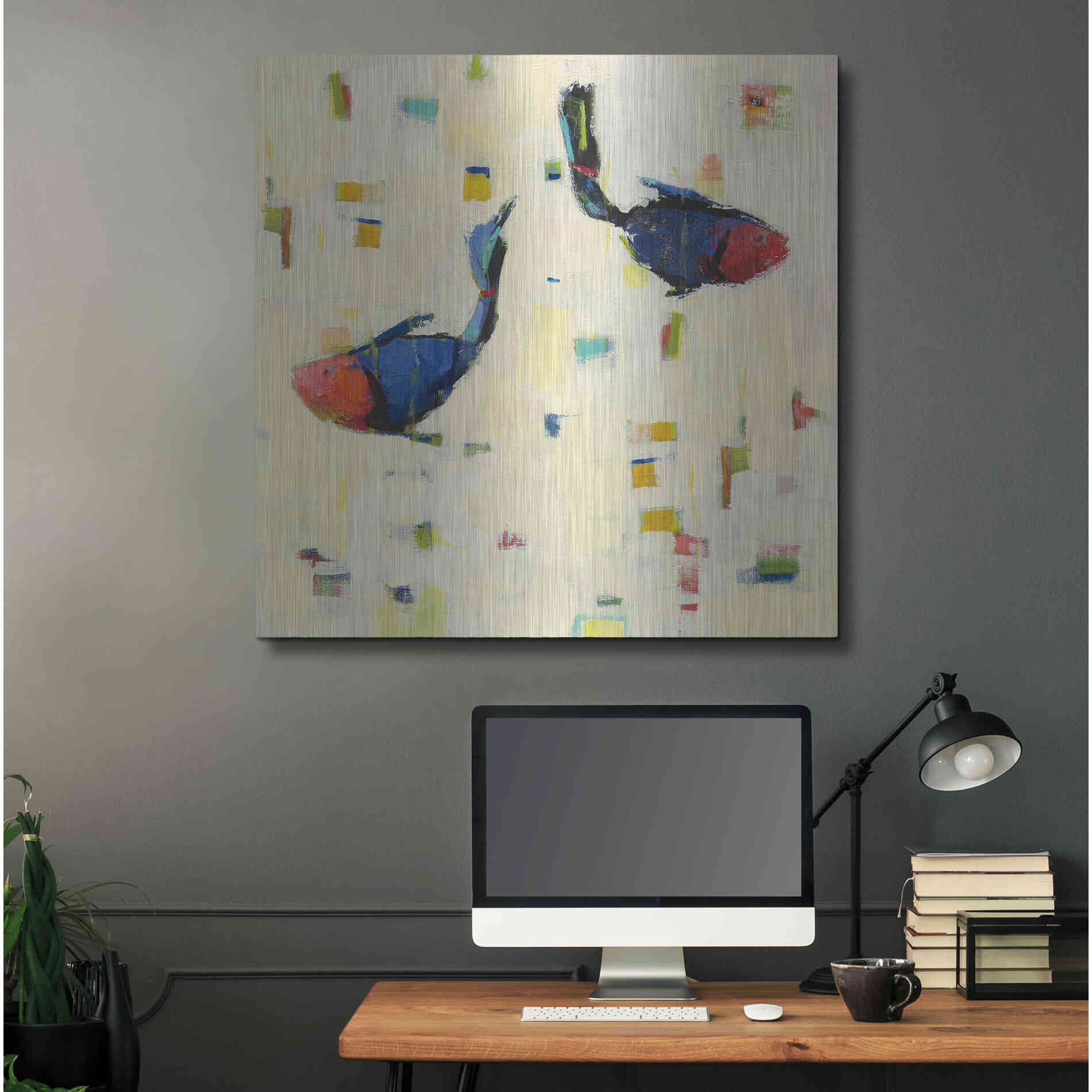 Luxe Metal Art 'One Fish Two Fish Big' by Phyllis Adams, Metal Wall Art,36x36