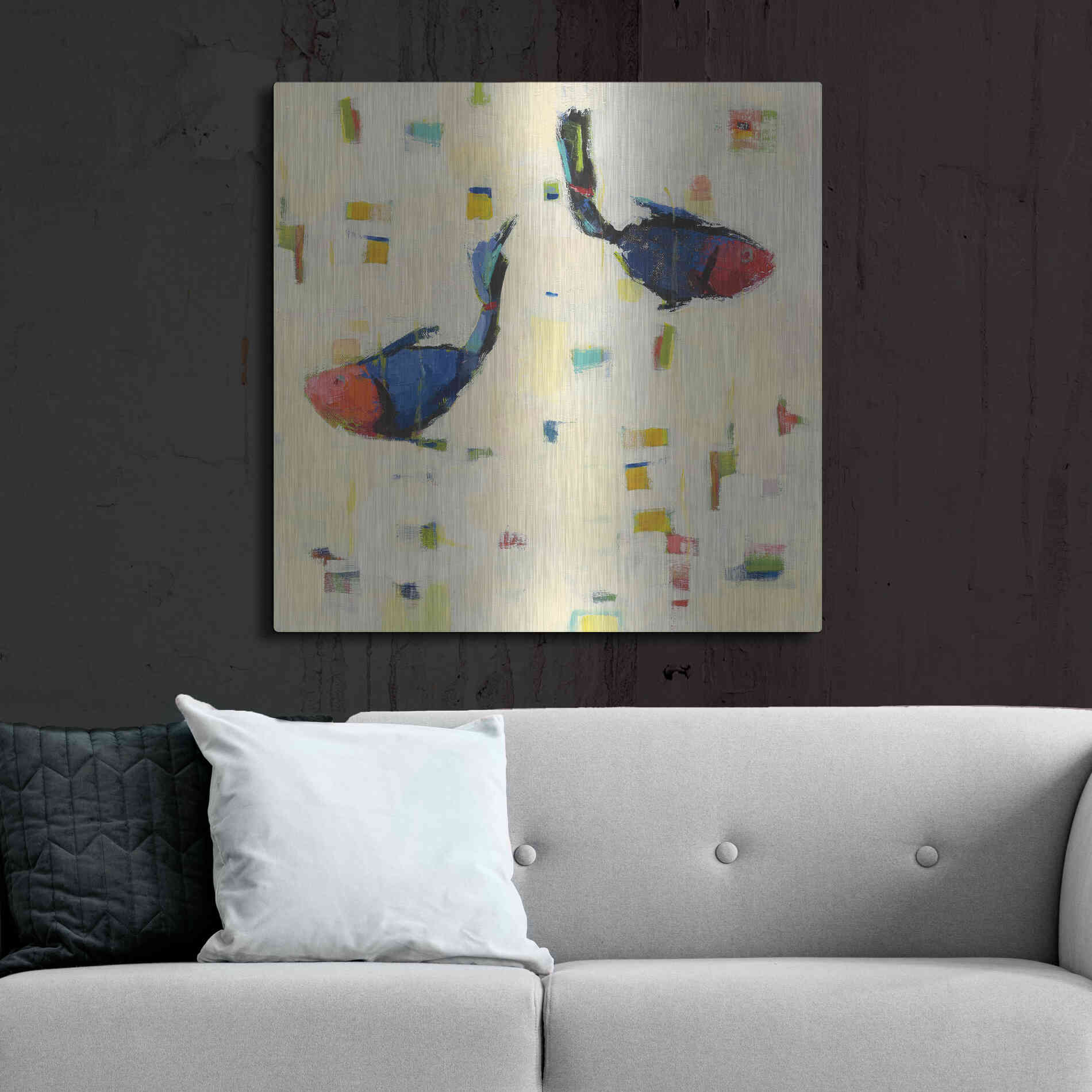 Luxe Metal Art 'One Fish Two Fish Big' by Phyllis Adams, Metal Wall Art,36x36