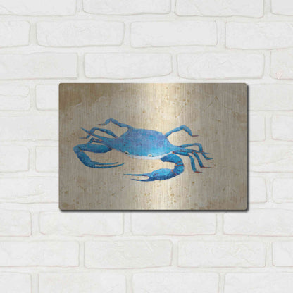 Luxe Metal Art 'Blue Crab V Neutral Crop' by Phyllis Adams, Metal Wall Art,16x12