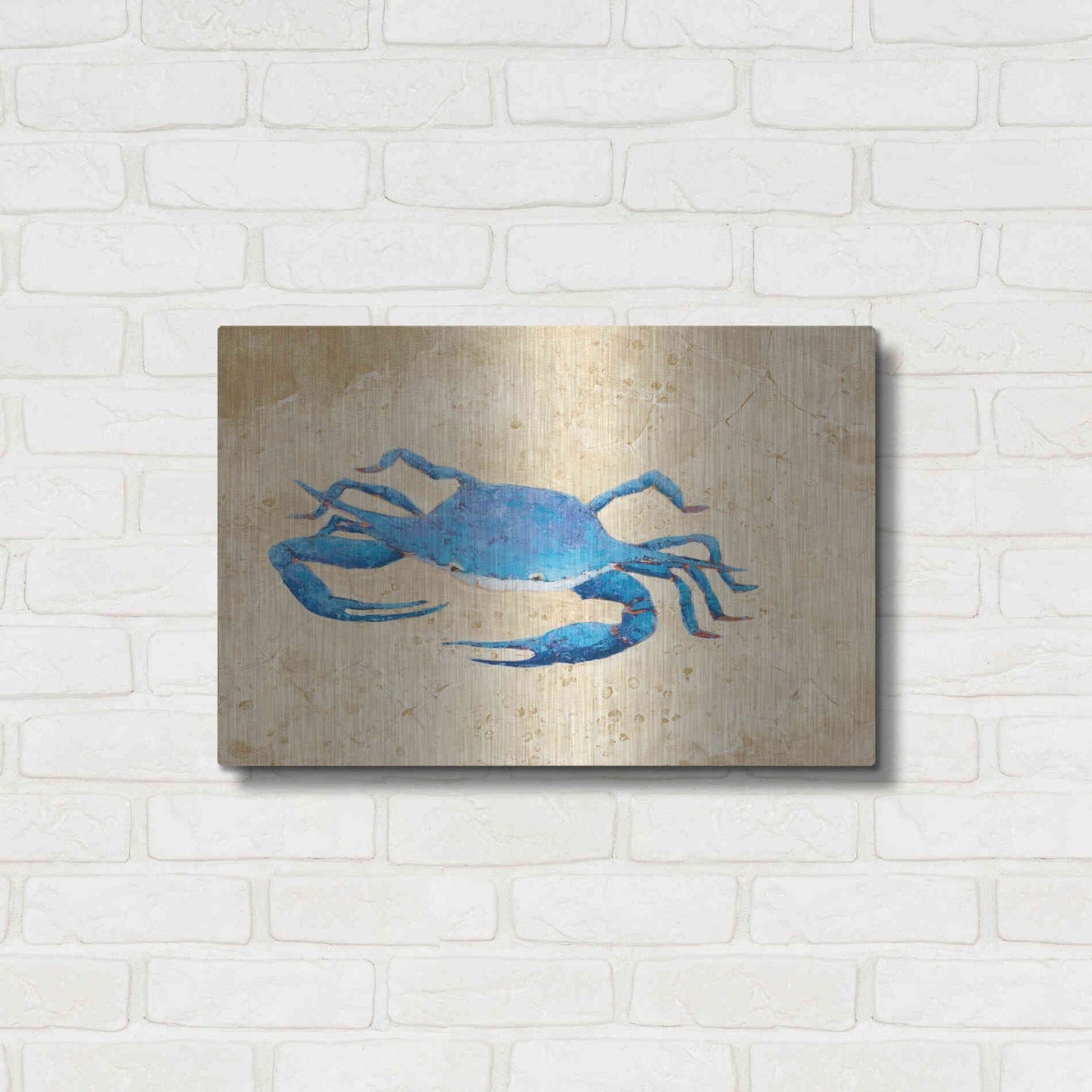 Luxe Metal Art 'Blue Crab V Neutral Crop' by Phyllis Adams, Metal Wall Art,24x16
