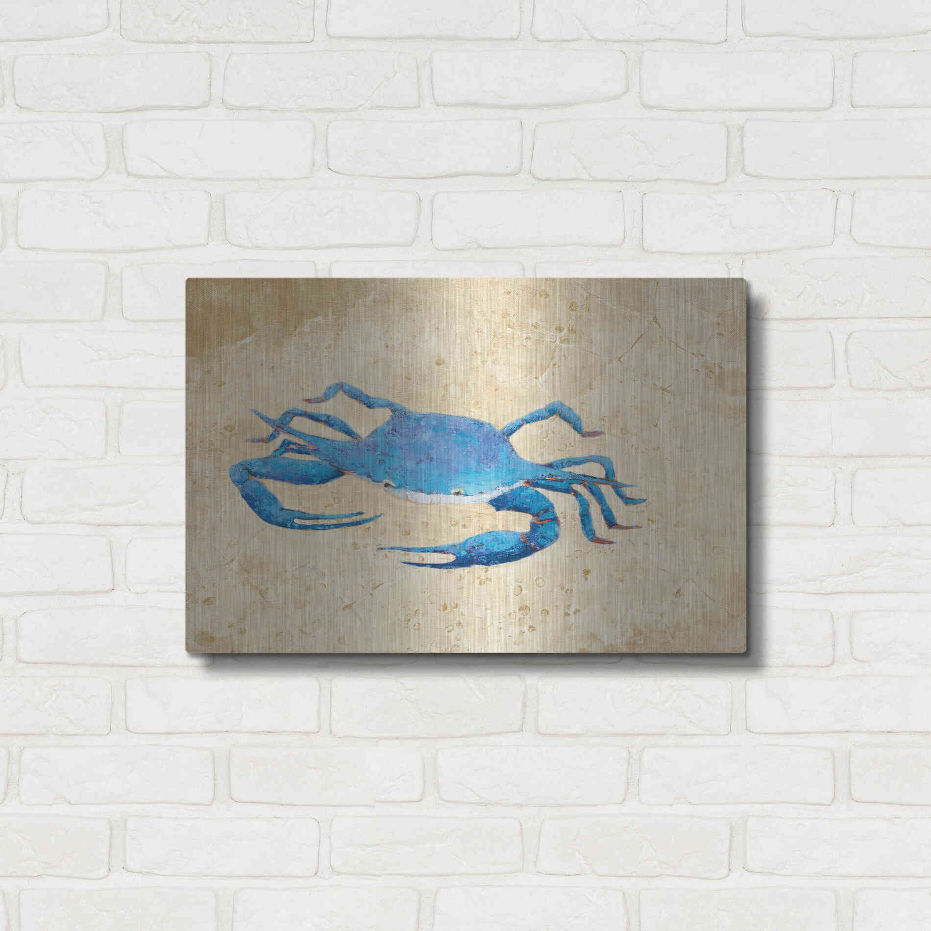 Luxe Metal Art 'Blue Crab V Neutral Crop' by Phyllis Adams, Metal Wall Art,24x16