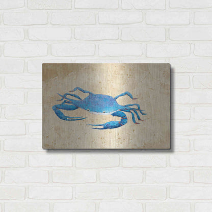 Luxe Metal Art 'Blue Crab V Neutral Crop' by Phyllis Adams, Metal Wall Art,24x16