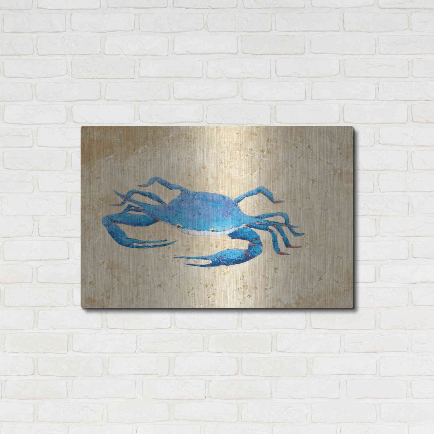 Luxe Metal Art 'Blue Crab V Neutral Crop' by Phyllis Adams, Metal Wall Art,36x24