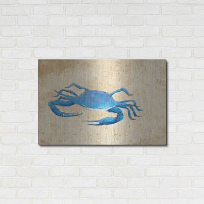 Luxe Metal Art 'Blue Crab V Neutral Crop' by Phyllis Adams, Metal Wall Art,36x24
