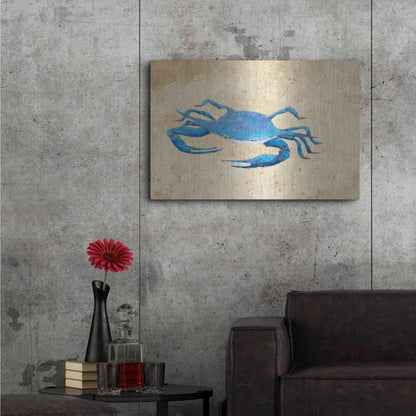 Luxe Metal Art 'Blue Crab V Neutral Crop' by Phyllis Adams, Metal Wall Art,36x24