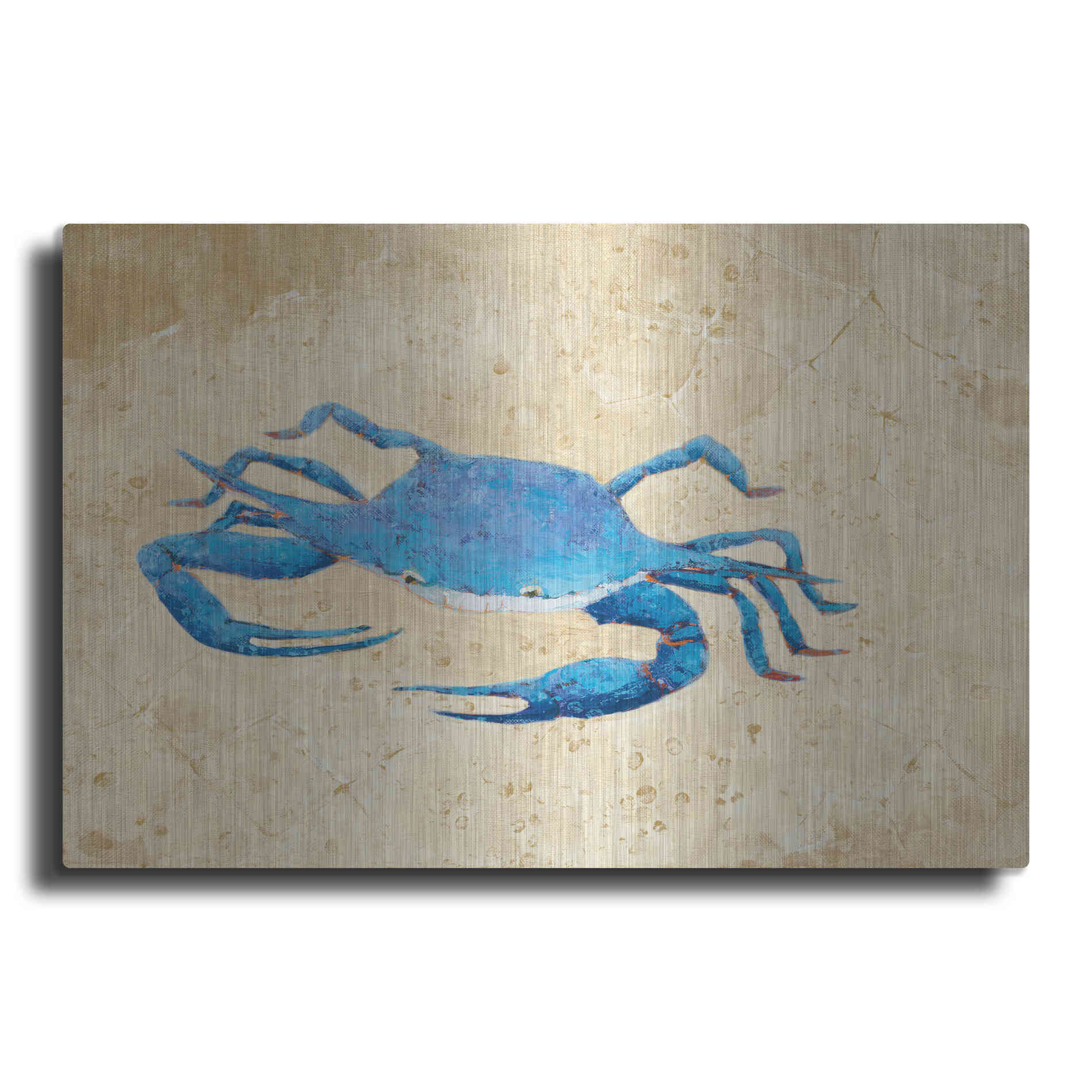 Luxe Metal Art 'Blue Crab V Neutral Crop' by Phyllis Adams, Metal Wall Art