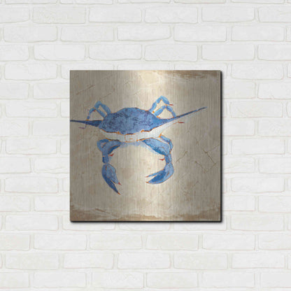 Luxe Metal Art 'Blue Crab VI Neutral' by Phyllis Adams, Metal Wall Art,24x24