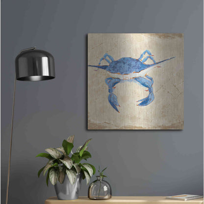 Luxe Metal Art 'Blue Crab VI Neutral' by Phyllis Adams, Metal Wall Art,24x24