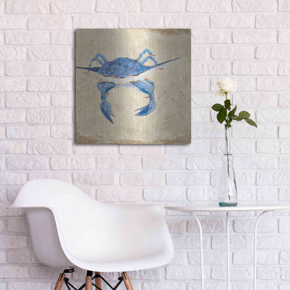 Luxe Metal Art 'Blue Crab VI Neutral' by Phyllis Adams, Metal Wall Art,24x24