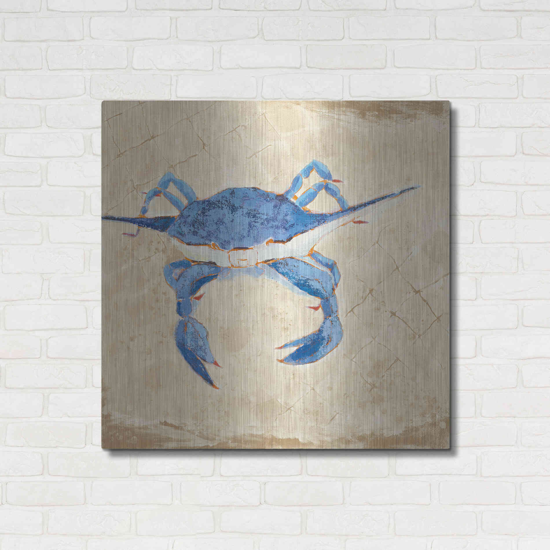 Luxe Metal Art 'Blue Crab VI Neutral' by Phyllis Adams, Metal Wall Art,36x36