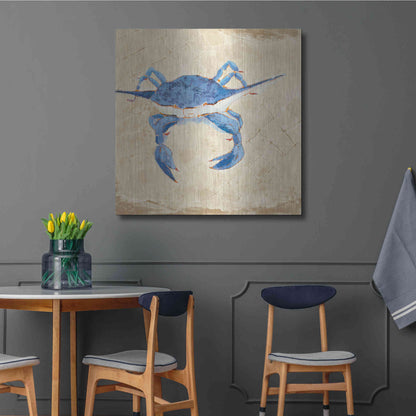 Luxe Metal Art 'Blue Crab VI Neutral' by Phyllis Adams, Metal Wall Art,36x36