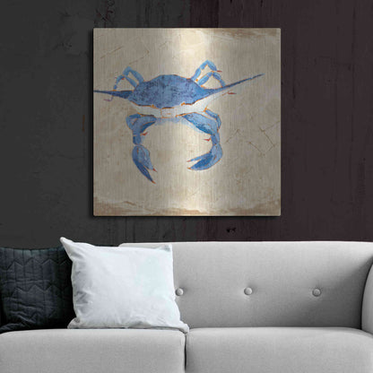 Luxe Metal Art 'Blue Crab VI Neutral' by Phyllis Adams, Metal Wall Art,36x36