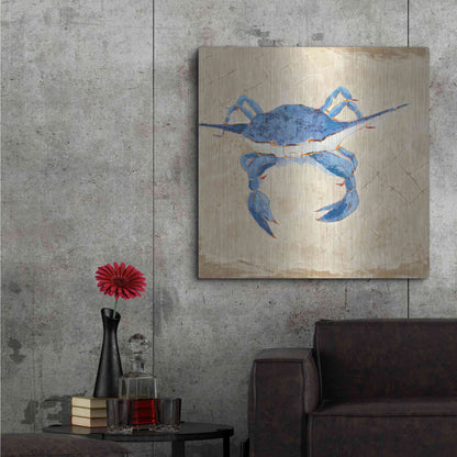 Luxe Metal Art 'Blue Crab VI Neutral' by Phyllis Adams, Metal Wall Art,36x36