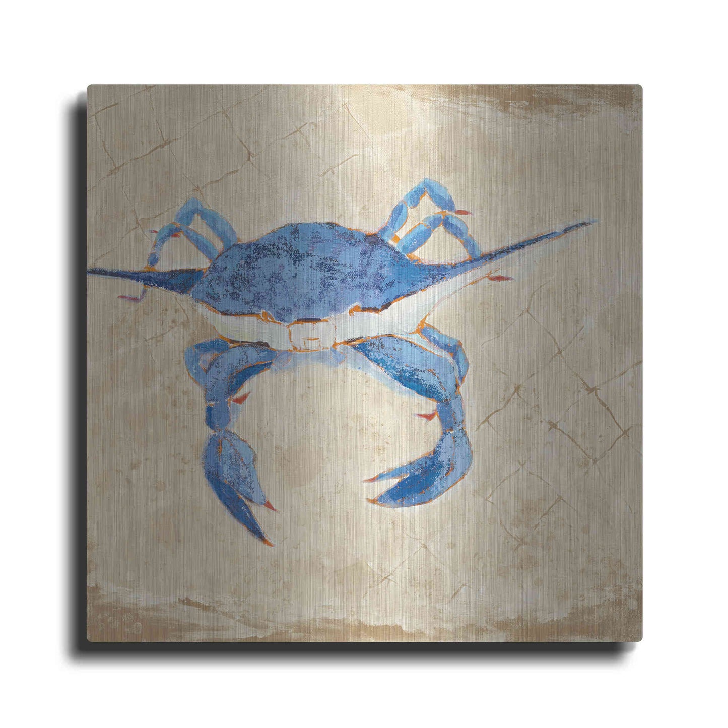 Luxe Metal Art 'Blue Crab VI Neutral' by Phyllis Adams, Metal Wall Art
