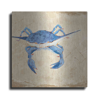Luxe Metal Art 'Blue Crab VI Neutral' by Phyllis Adams, Metal Wall Art