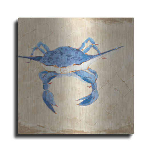 Luxe Metal Art 'Blue Crab VI Neutral' by Phyllis Adams, Metal Wall Art
