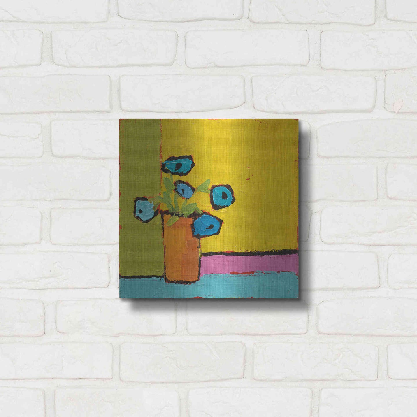 Luxe Metal Art 'Orange Vase Bright' by Phyllis Adams, Metal Wall Art,12x12