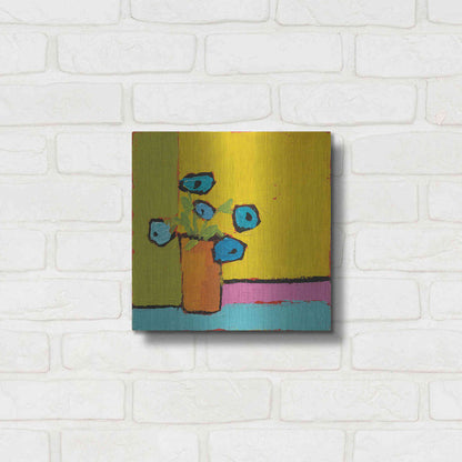 Luxe Metal Art 'Orange Vase Bright' by Phyllis Adams, Metal Wall Art,12x12