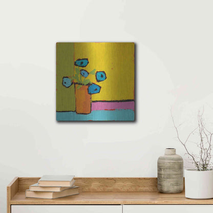 Luxe Metal Art 'Orange Vase Bright' by Phyllis Adams, Metal Wall Art,12x12