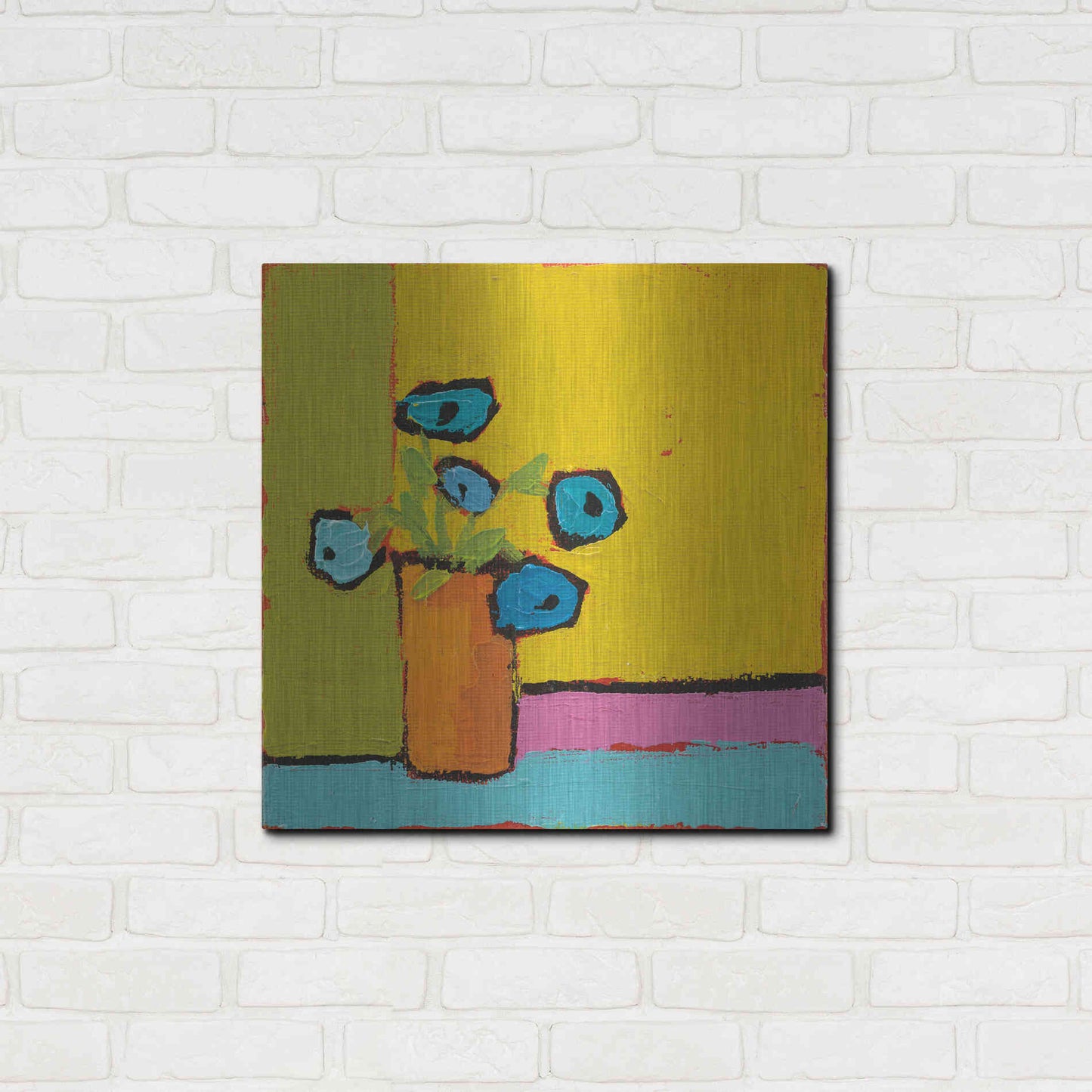 Luxe Metal Art 'Orange Vase Bright' by Phyllis Adams, Metal Wall Art,24x24