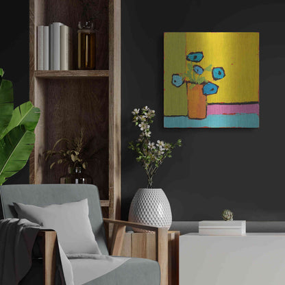 Luxe Metal Art 'Orange Vase Bright' by Phyllis Adams, Metal Wall Art,24x24