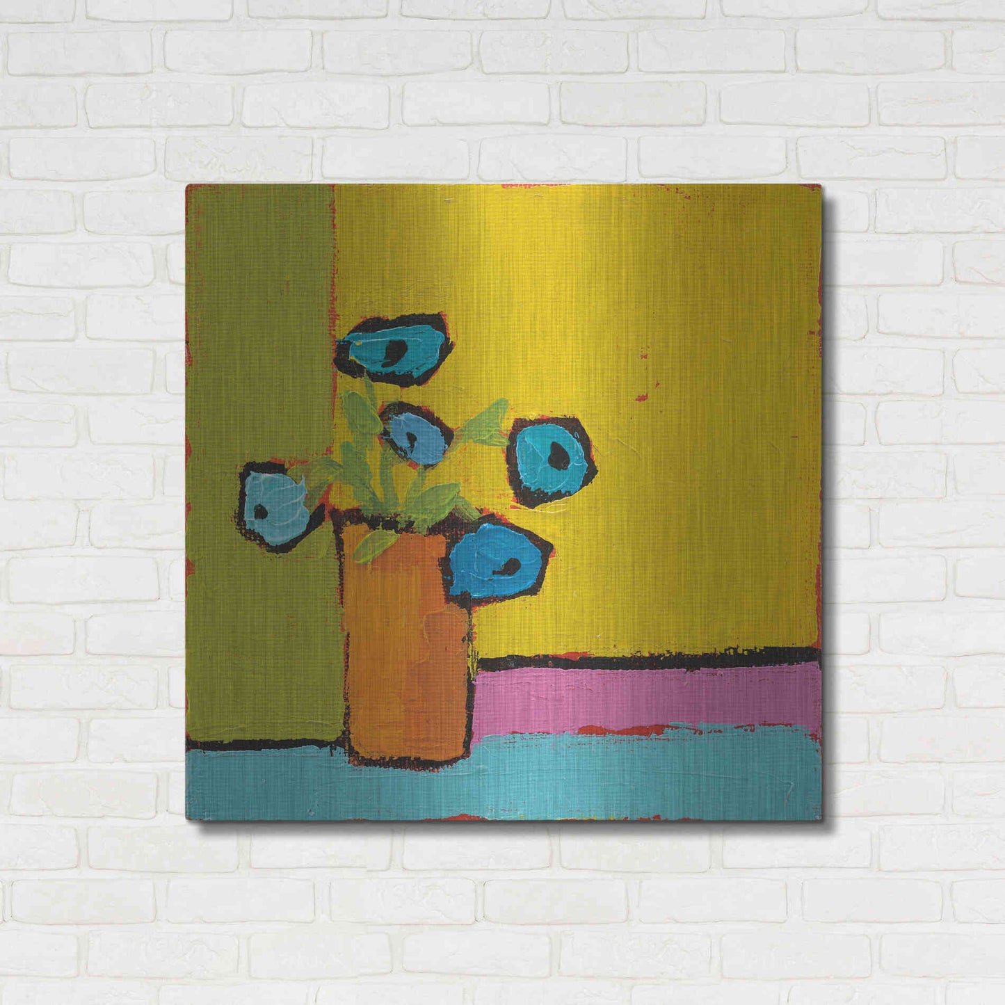 Luxe Metal Art 'Orange Vase Bright' by Phyllis Adams, Metal Wall Art,36x36