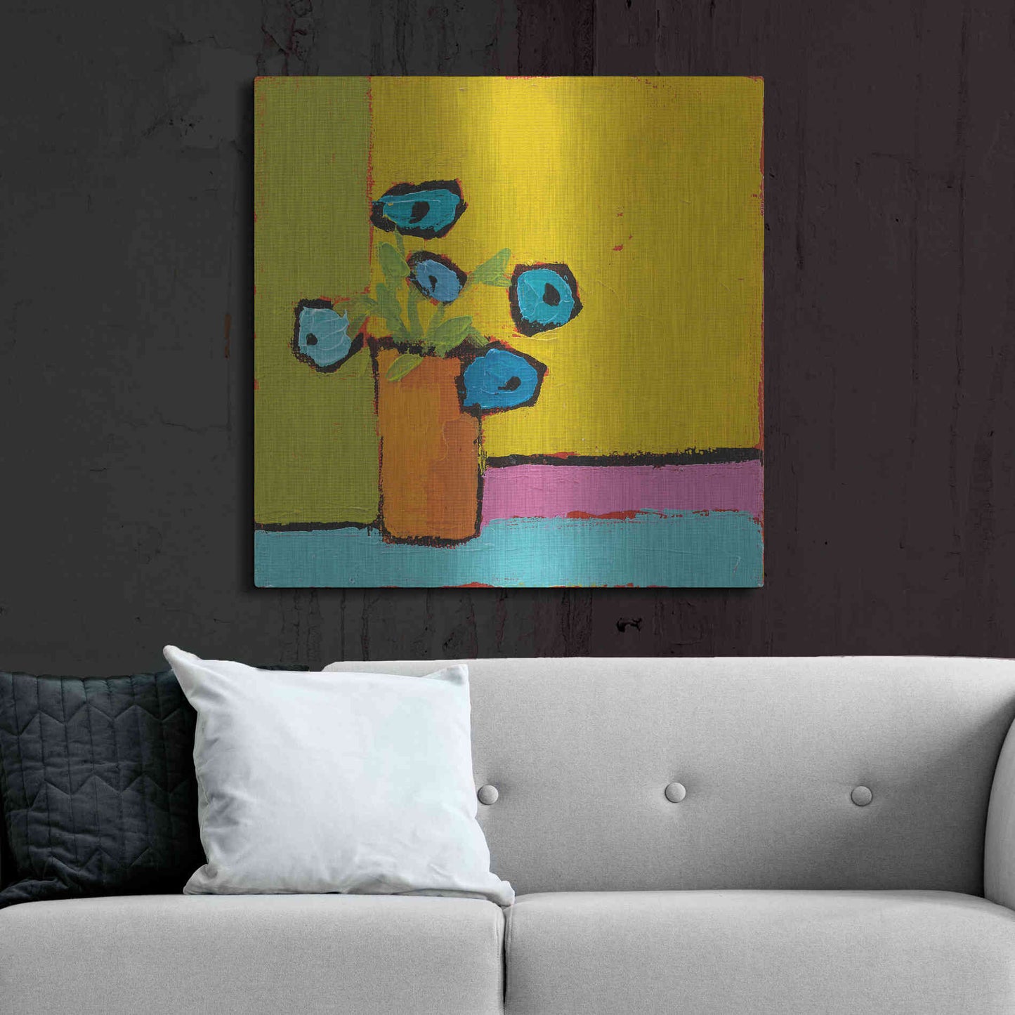 Luxe Metal Art 'Orange Vase Bright' by Phyllis Adams, Metal Wall Art,36x36