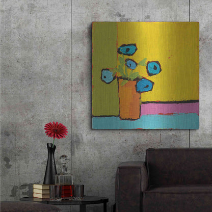 Luxe Metal Art 'Orange Vase Bright' by Phyllis Adams, Metal Wall Art,36x36