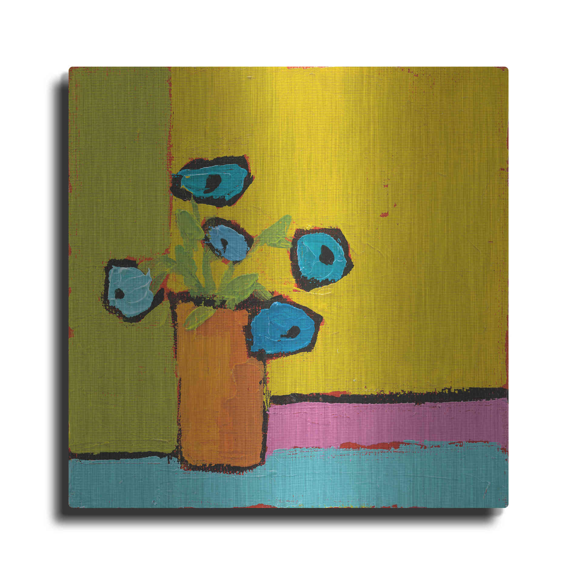 Luxe Metal Art 'Orange Vase Bright' by Phyllis Adams, Metal Wall Art