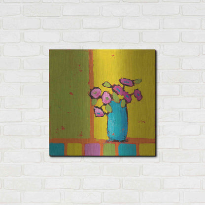 Luxe Metal Art 'Turquoise Vase Bright' by Phyllis Adams, Metal Wall Art,24x24