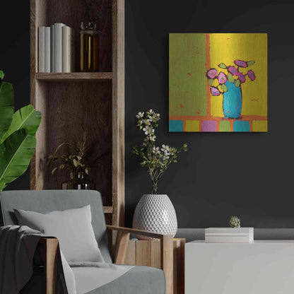 Luxe Metal Art 'Turquoise Vase Bright' by Phyllis Adams, Metal Wall Art,24x24