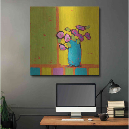 Luxe Metal Art 'Turquoise Vase Bright' by Phyllis Adams, Metal Wall Art,36x36