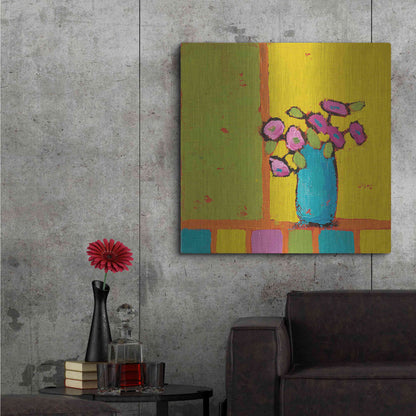 Luxe Metal Art 'Turquoise Vase Bright' by Phyllis Adams, Metal Wall Art,36x36