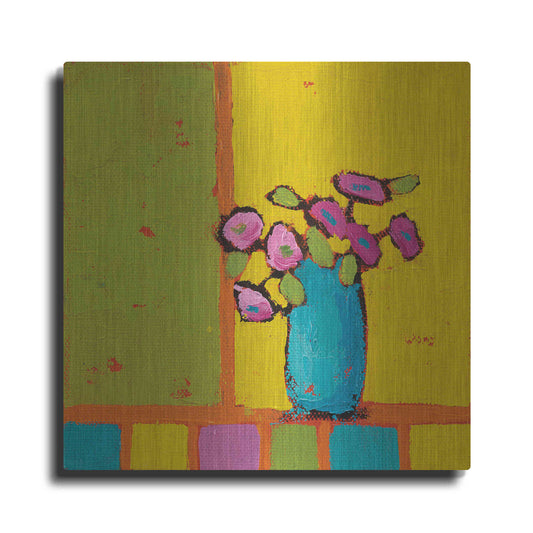 Luxe Metal Art 'Turquoise Vase Bright' by Phyllis Adams, Metal Wall Art