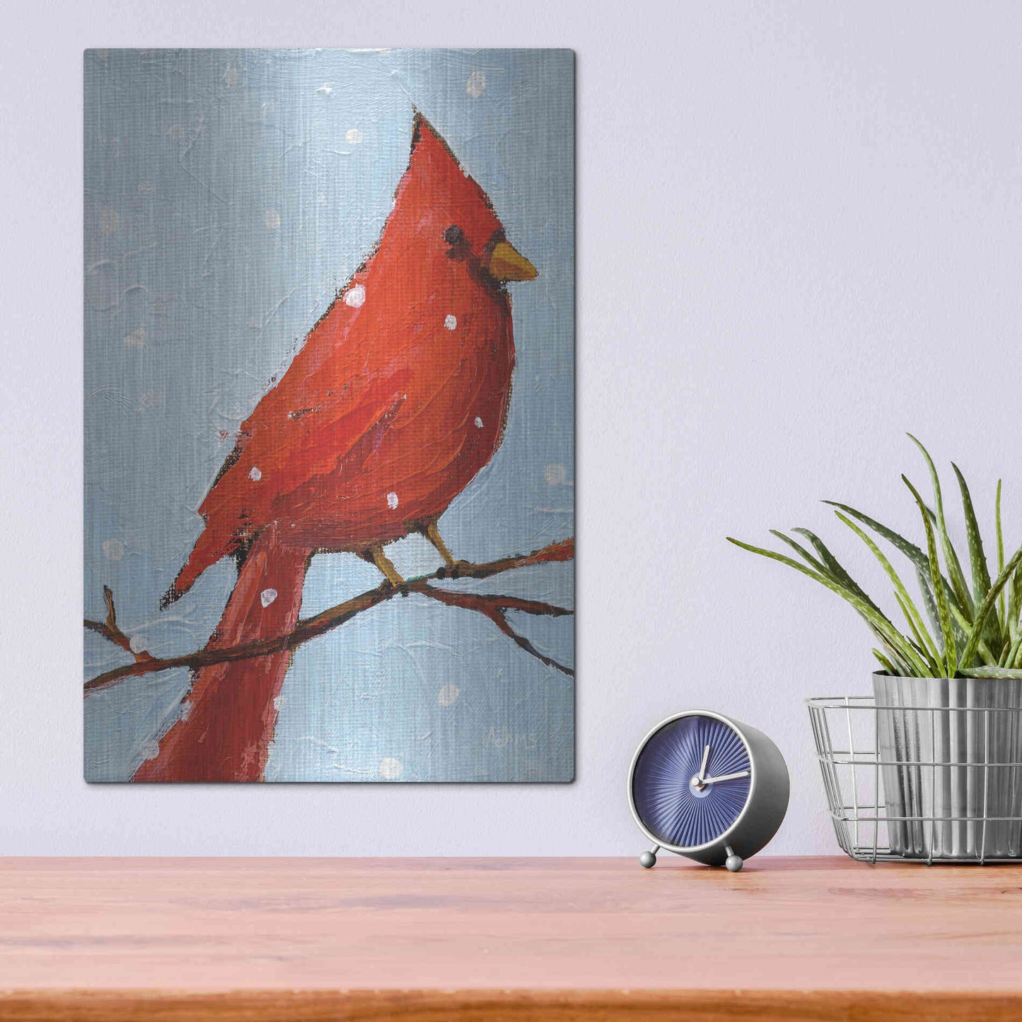 Luxe Metal Art 'Cardinal I' by Phyllis Adams, Metal Wall Art,12x16