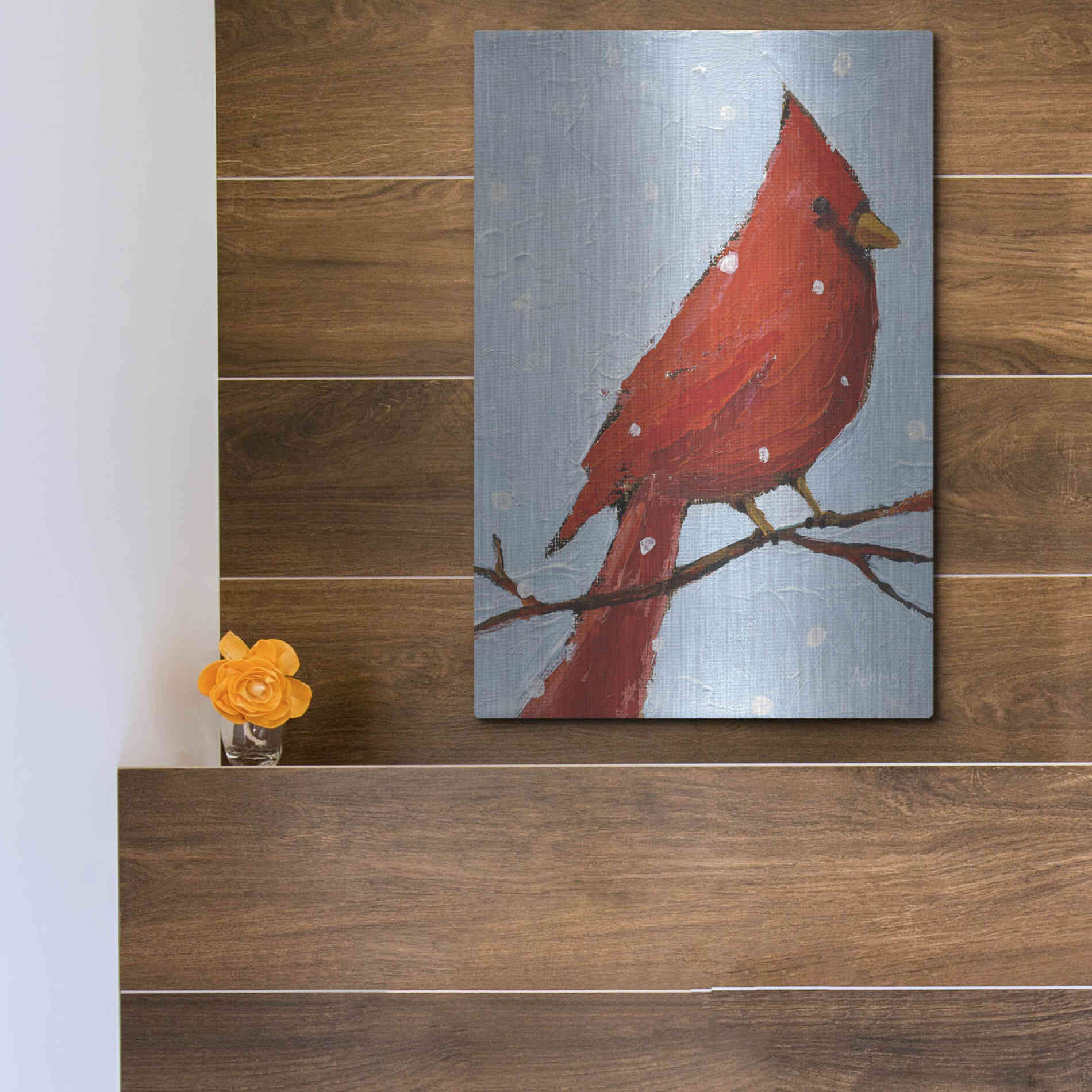 Luxe Metal Art 'Cardinal I' by Phyllis Adams, Metal Wall Art,12x16