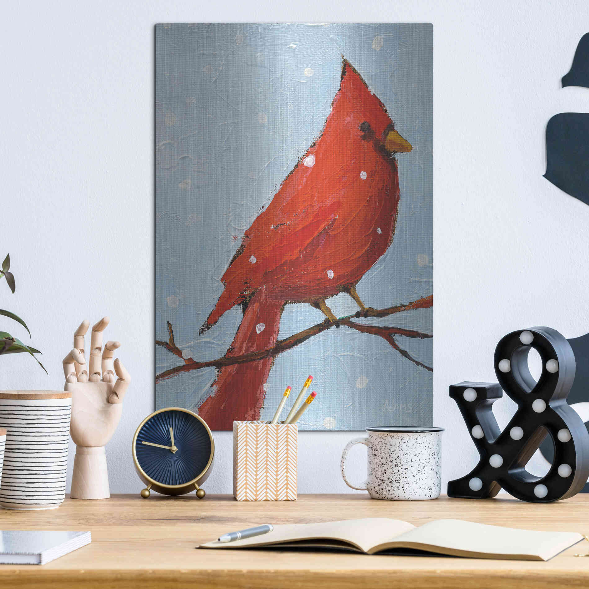 Luxe Metal Art 'Cardinal I' by Phyllis Adams, Metal Wall Art,12x16