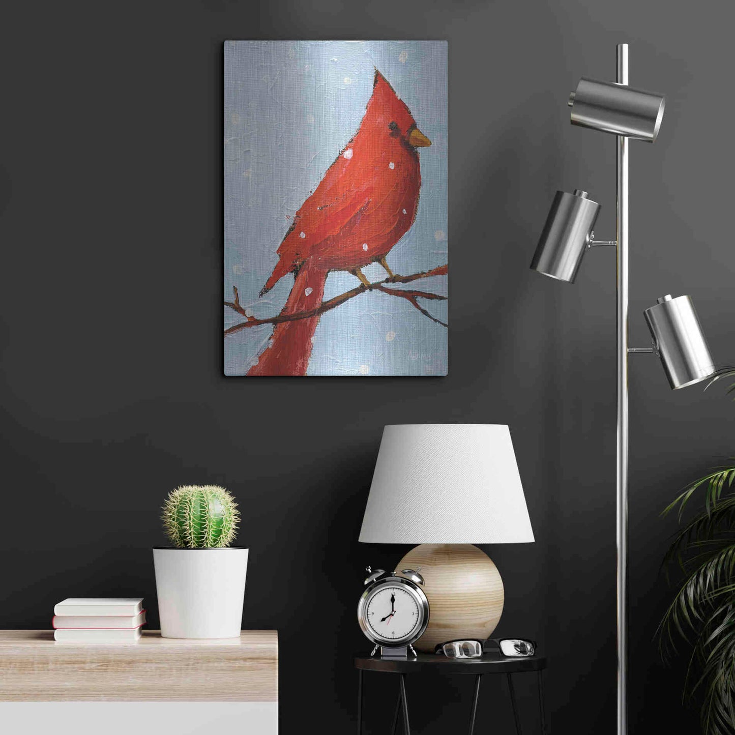 Luxe Metal Art 'Cardinal I' by Phyllis Adams, Metal Wall Art,16x24