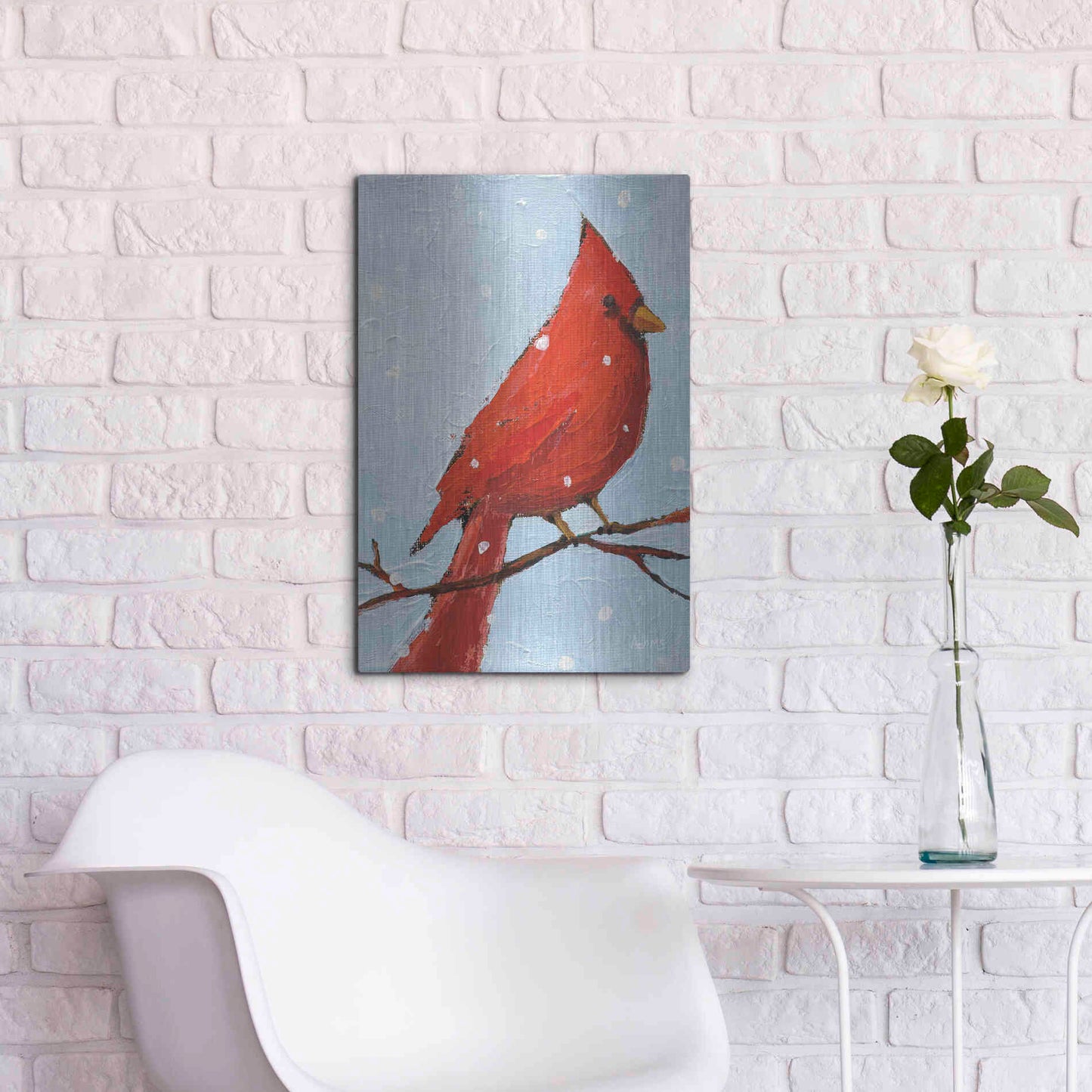 Luxe Metal Art 'Cardinal I' by Phyllis Adams, Metal Wall Art,16x24