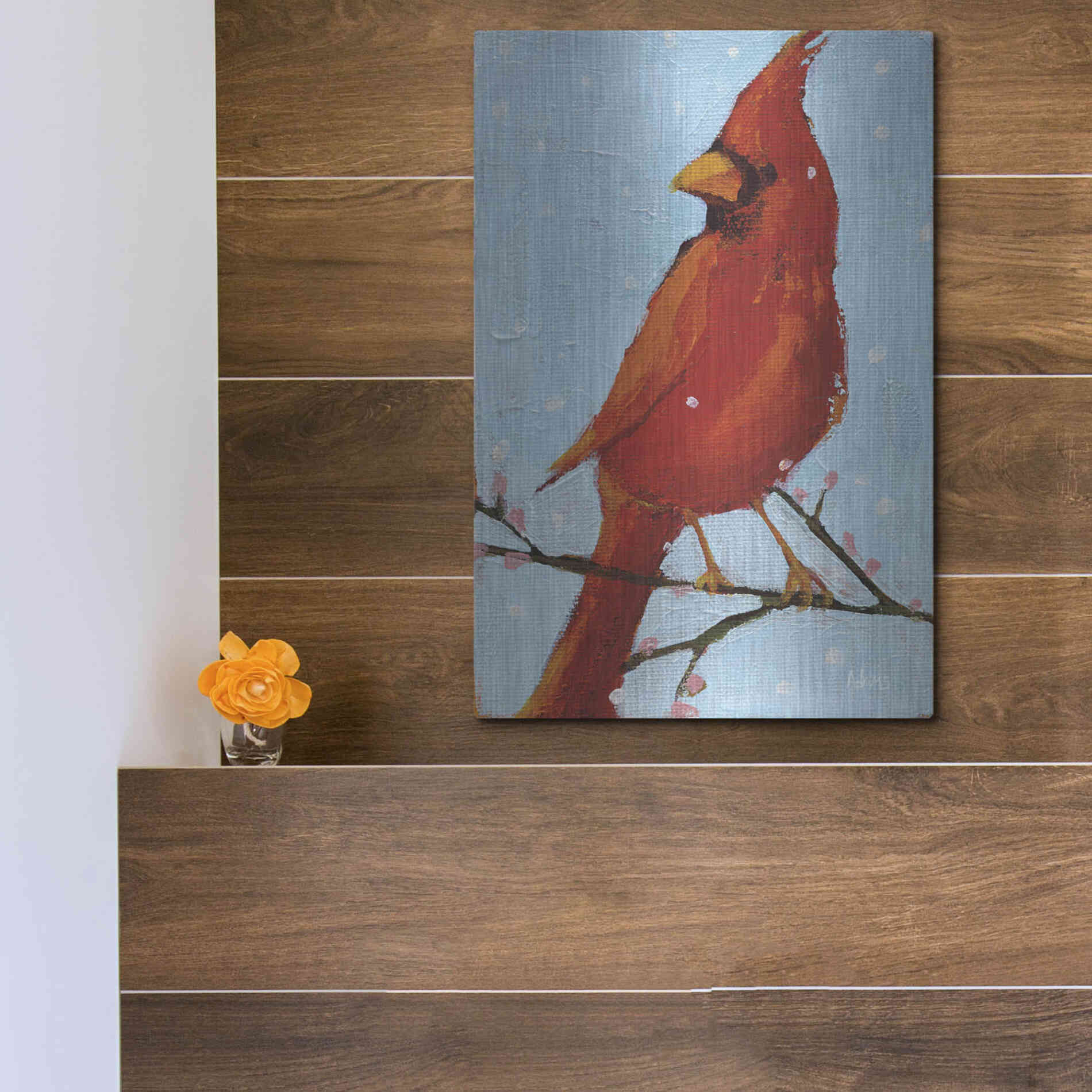 Luxe Metal Art 'Cardinal II' by Phyllis Adams, Metal Wall Art,12x16