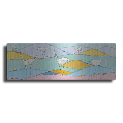 Luxe Metal Art 'Marsh Egrets I Pink Sand' by Phyllis Adams, Metal Wall Art