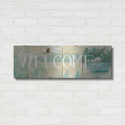 Luxe Metal Art 'Waterside Lodge III' by Daphne Brissonet, Metal Wall Art,36x12