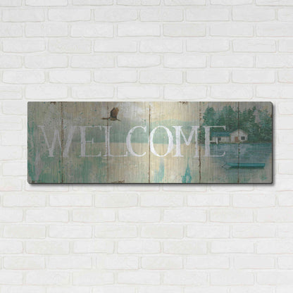 Luxe Metal Art 'Waterside Lodge III' by Daphne Brissonet, Metal Wall Art,48x16