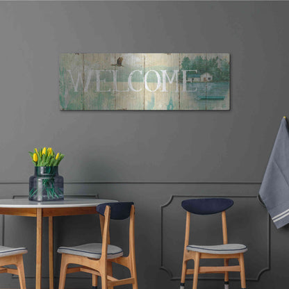 Luxe Metal Art 'Waterside Lodge III' by Daphne Brissonet, Metal Wall Art,48x16