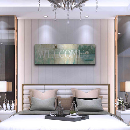 Luxe Metal Art 'Waterside Lodge III' by Daphne Brissonet, Metal Wall Art,48x16