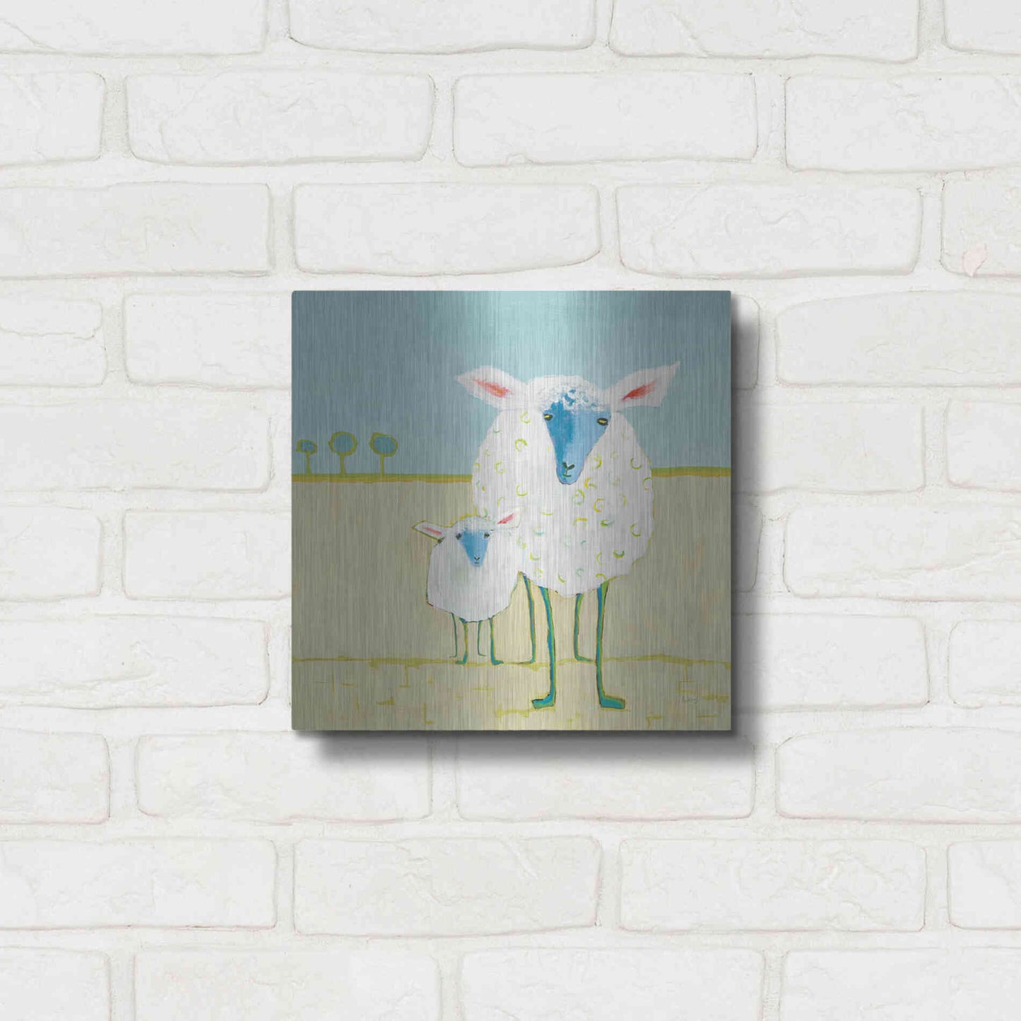 Luxe Metal Art 'Colorful Sheep' by Phyllis Adams, Metal Wall Art,12x12