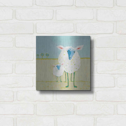 Luxe Metal Art 'Colorful Sheep' by Phyllis Adams, Metal Wall Art,12x12