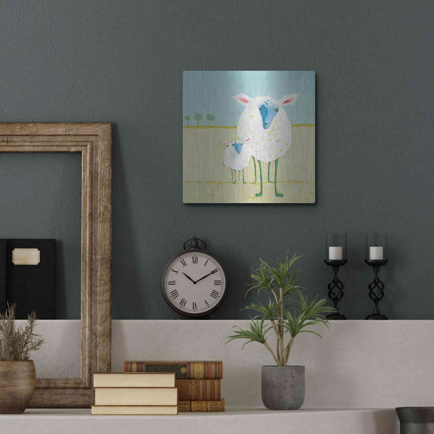 Luxe Metal Art 'Colorful Sheep' by Phyllis Adams, Metal Wall Art,12x12