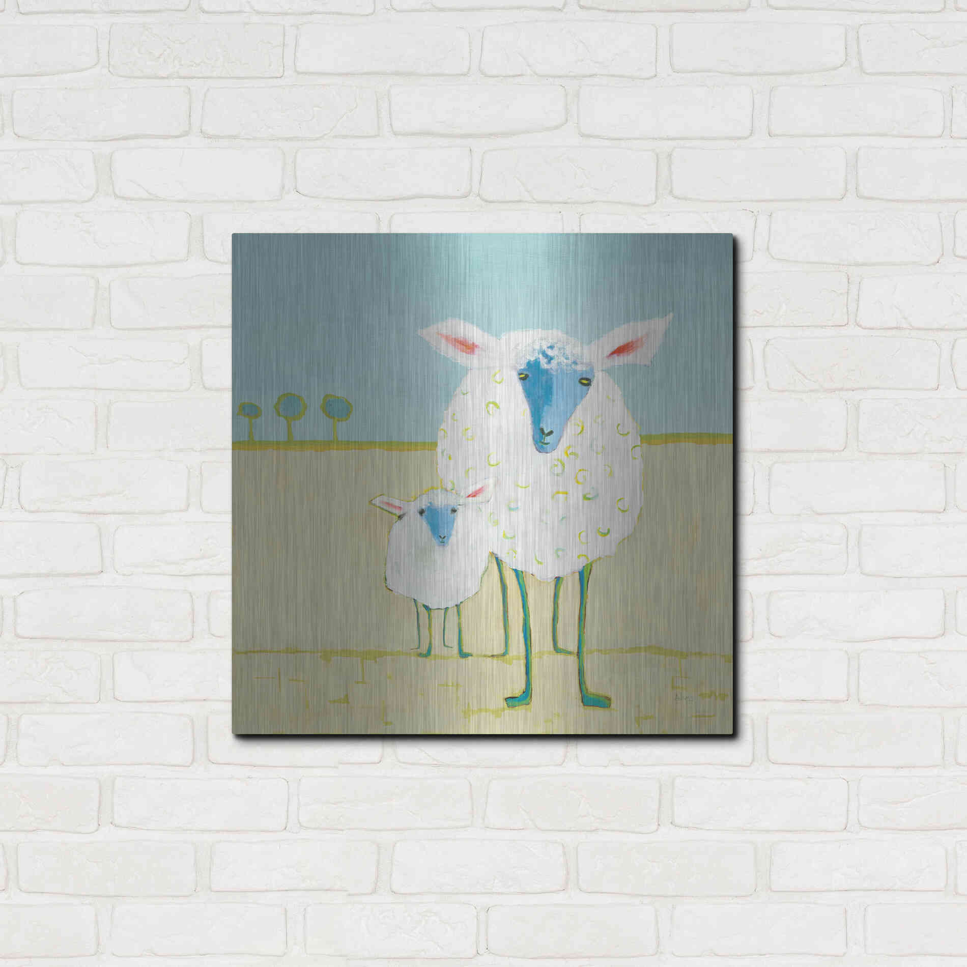 Luxe Metal Art 'Colorful Sheep' by Phyllis Adams, Metal Wall Art,24x24