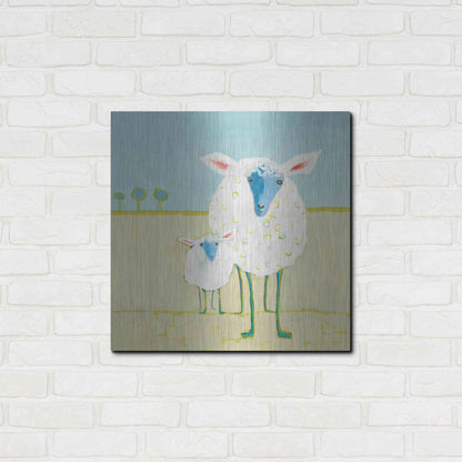 Luxe Metal Art 'Colorful Sheep' by Phyllis Adams, Metal Wall Art,24x24